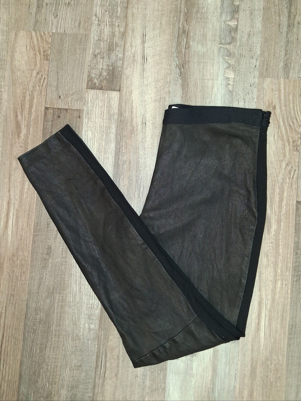 MAXMARA WEEKEND BLACK PANTS W/ FAUX LEATHER FRONT SZ 16